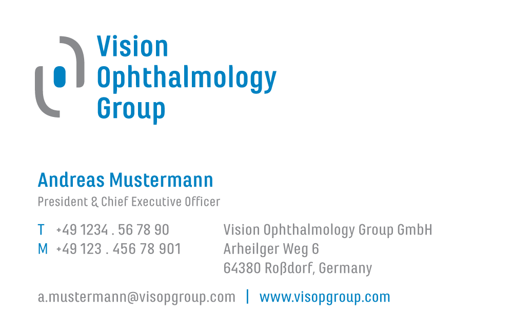 visitenkarte der geschäftsausstattung für die dachmarke im corporate design des medical products herstellers